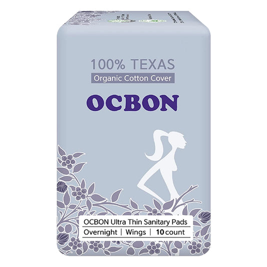 OCBON Ultra Thin Sanitary Pads 1-Pack (Overnight, 35cm, 10 Counts)